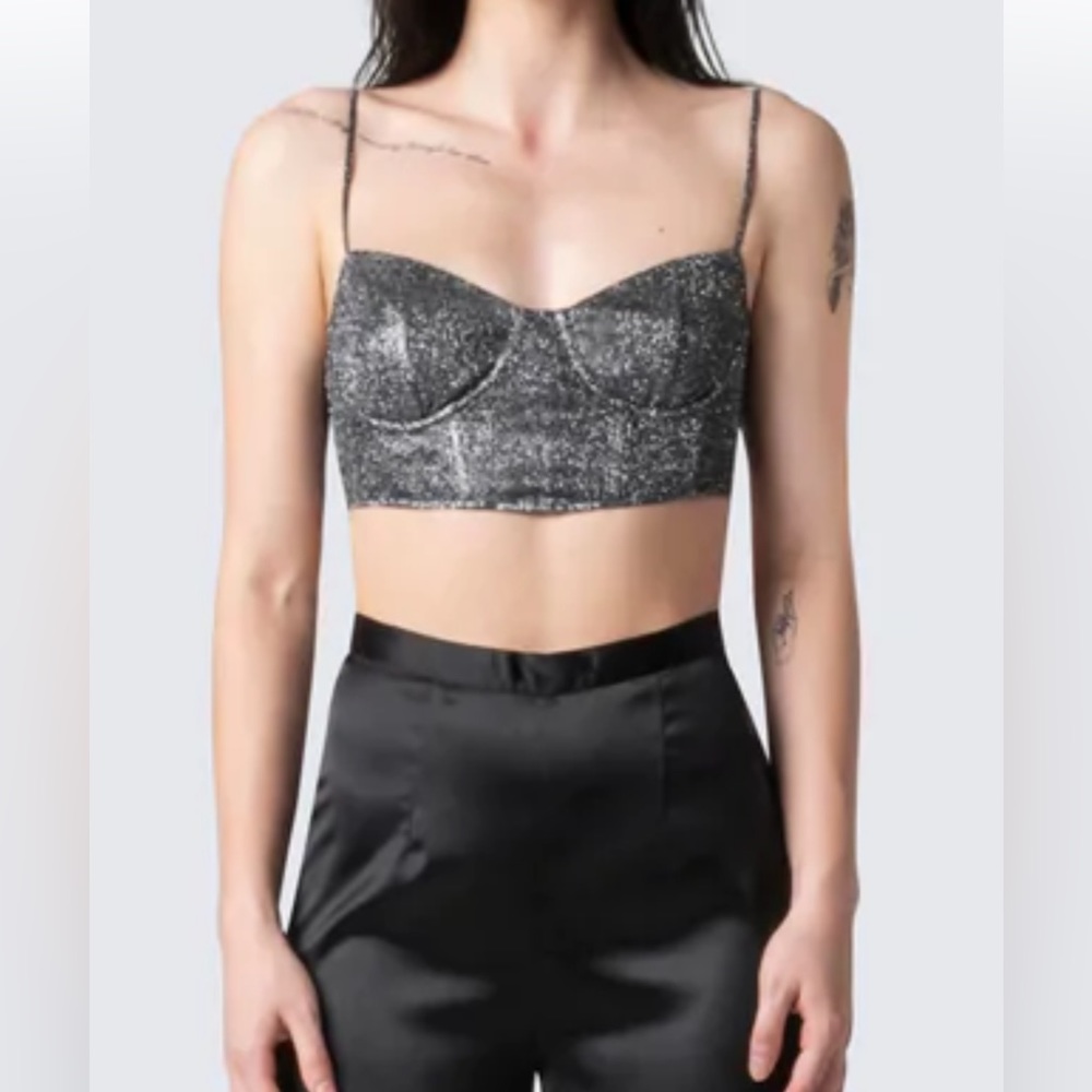 Finesse Glitter Corset Spaghetti Strap Crop Top. Size M (259)
